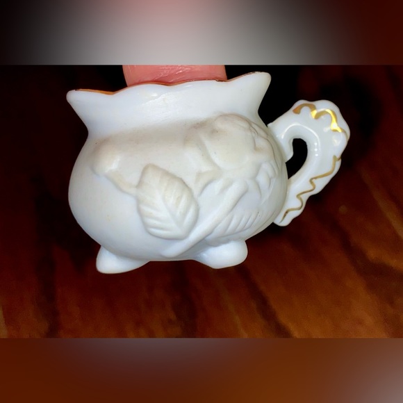 Miniature Tea Pot With Sugar & Creamer white embellished in golden 3.5” - Picture 12 of 13